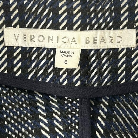 VERONICA BEARD Vertical Stripe Asymmetrical Moto in Navy And White Size 6 - Picture 8 of 10